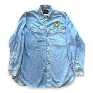 Vintage Bugs Bunny Looney Tunes 1992 Top Line USA Embroidered Denim Button Up XL